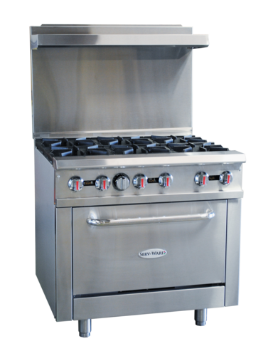 Serv-Ware SGR-6B Gas Range 36-Inch Restaurant