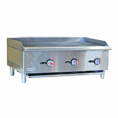 Serv-Ware SCBS-36 Gas Countertop Charbroiler 36-Inch Cooking Surface