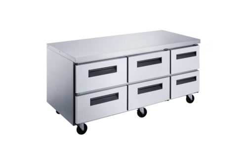 Dukers Appliance Co DUC72R-D6 Refrigerator Undercounter Reach-In 72-Inch