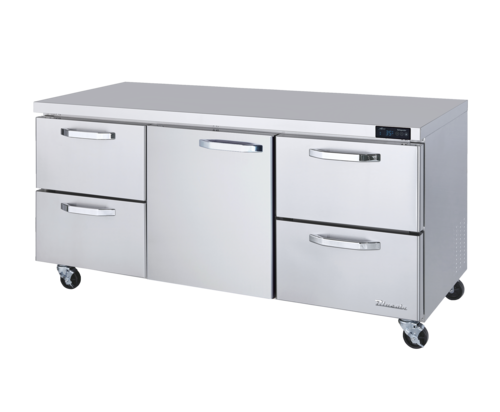 Blue Air BLUR72-D4RL-HC 72" Undercounter Refrigerator, 4 Drawers with Center Swing Door