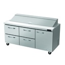 Blue Air BLPT72-D4LM-HC 72" Refrigerated Sandwich & Salad Prep Table, 4 Drawers + Right Door