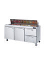 Blue Air BLPT72-D2R-HC 72" Refrigerated Sandwich & Salad Prep Table, Right-Hand 2-Drawer