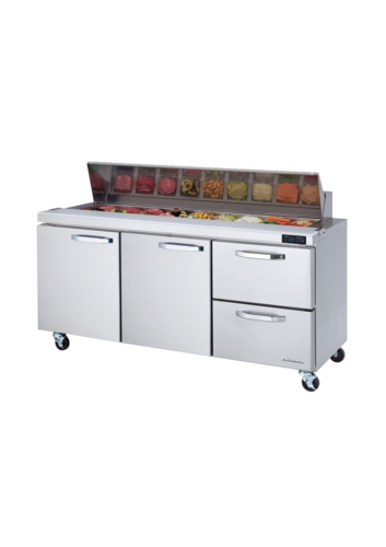 Blue Air BLPT72-D2R-HC 72" Refrigerated Sandwich & Salad Prep Table, Right-Hand 2-Drawer