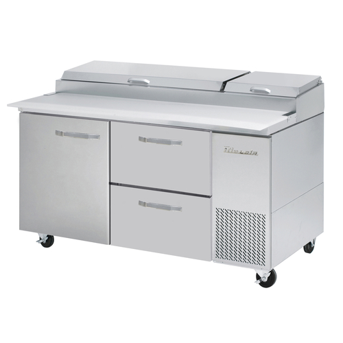 Blue Air BAPP67-D2R-HC 67" Pizza Prep Table with Right-Side Drawers, Two-Section