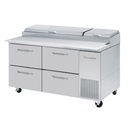 Blue Air BAPP67-D4-HC 67" Refrigerated Pizza Prep Table with 4 Drawers