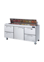 Blue Air BLPT72-D4RL-HC 72" Sandwich & Salad Prep Table, 4 Drawers + Center Door