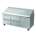 Blue Air BLMT72-D4LM-HC 72" Mega Top Sandwich & Salad Prep Table, 4 Drawers with Right-Hand Door