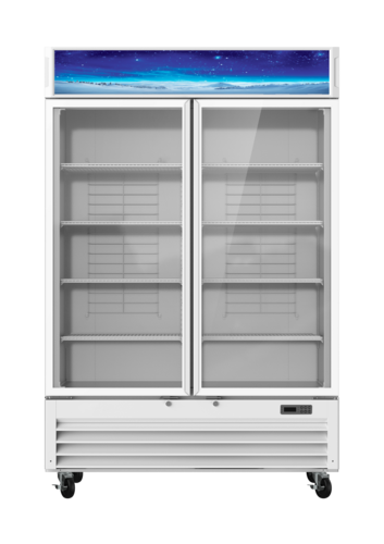 Blue Air BGM49W-HC 54" Two-Door Swing Glass Door Merchandiser Refrigerator, White, 49 cu. ft.