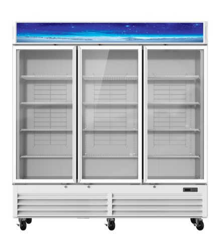 Blue Air BGF72W-HC 78" Three Glass Door Merchandiser Freezer, White, 72 cu. ft.