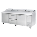 Blue Air BAPP93-D2M-HC 93" Refrigerated Pizza Prep Table, 2 Center Drawers & 2 Doors