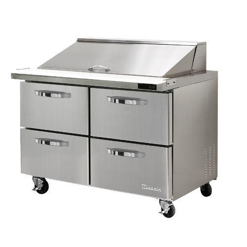 Blue Air BLMT48-D4-HC 48" Two-Section Mega Top Sandwich & Salad Prep Table, 4 Drawers
