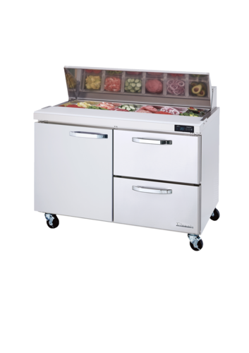 Blue Air BLPT60-D2R-HC 60" Refrigerated Sandwich & Salad Prep Table, 2 Right Drawers & Left Door
