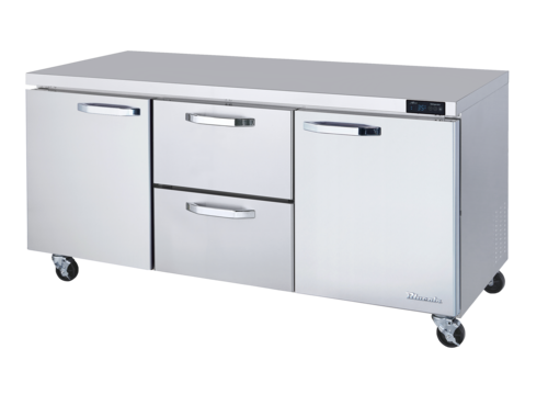 Blue Air BLUR72-D2M-HC 72" Undercounter Refrigerator, 2 Center Drawers and 2 Swing Doors