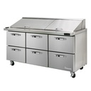 Blue Air BLMT72-D6-HC 72" Mega Top Sandwich & Salad Prep Table, All-Drawer with 6 Drawers
