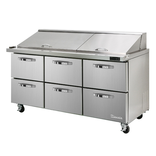 Blue Air BLMT72-D6-HC 72" Mega Top Sandwich & Salad Prep Table, All-Drawer with 6 Drawers