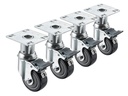 Krowne Metal Corporation 28-114S Adjustable Height Plate Caster Set of 4 Swivel Brake 220 lbs Load Capacity
