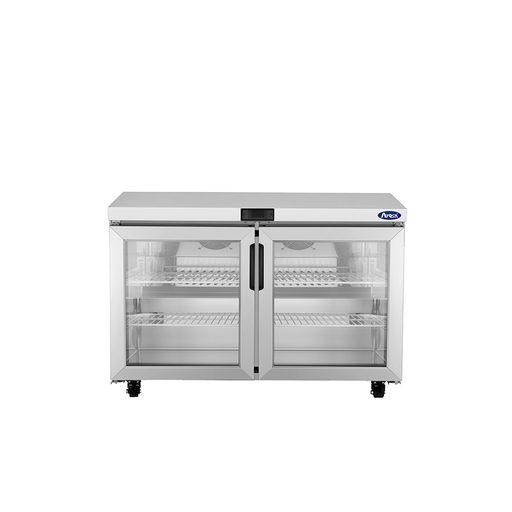 Atosa USA AUR48GD Undercounter Refrigerator, 48-1/4"W, 2 Glass Doors, 11.8 Cu Ft, Stainless Steel, R290