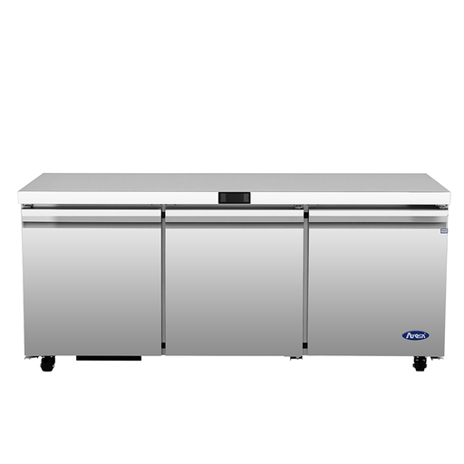 Atosa USA AUR72SD Undercounter Refrigerator, 72-5/8"W, 3 Solid Doors, 18.2 Cu Ft, Stainless Steel, R290