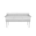 Atosa USA SS2424F31N 3-Compartment Sink, 77"W, (3) 24" x 24" x 14" Bowls, 18 GA 304 Stainless, NSF