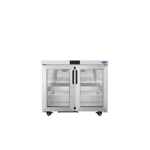Atosa USA AUR36GD Undercounter Refrigerator, 2 Glass Doors, 36-3/8"W, 8.6 cu. ft., Stainless Steel, R290