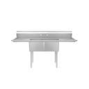 Atosa USA SS2424F21D24 Two Compartment Sink, 96"W, 24" x 24" x 14" Bowls, Two 24" Drainboards, 18 Ga 304 Stainless