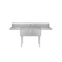 Atosa USA SS1818D21D18 Two Compartment Sink, 72"W, 18" x 18" x 12" Bowls, Two 18" Drainboards, 18 Ga 304 Stainless Steel
