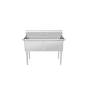 Atosa USA SS1818D21N Two Compartment Sink, 41"W, 18" x 18" x 12" Bowls, No Drainboards, 18 Ga 304 Stainless Steel