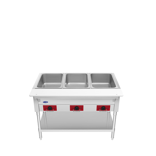 Atosa USA EHS-OW-3 Electric Steam Table, 3 Open Wells, 44-1/8"W, 1425W, 120V, Stainless Steel