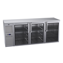 Krowne Metal Corporation BS84 Refrigerated Back Bar Storage Cabinet 84W x 24D Three Section with Hinged Doors and Shelves