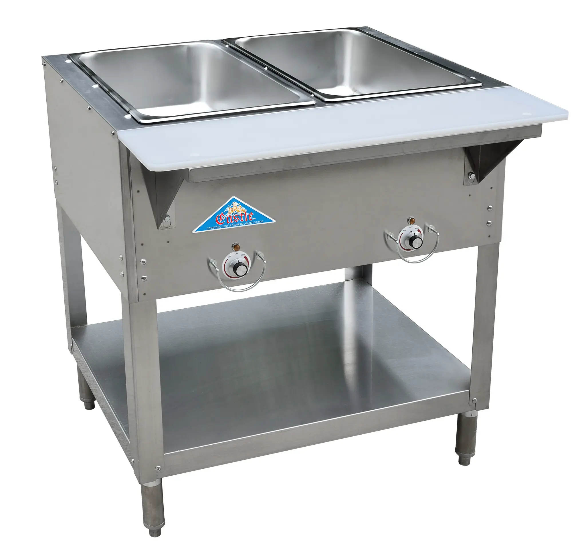 Comstock Castle CC-EHFT-SW-3-120 44 Inch Electric Hot Food Table 3 Sealed Wells Drain Valves Individual Thermostats 1500W 120V