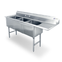 Steel Works SWS3C151512-15R-318 Three Compartment Sink Stainless Steel