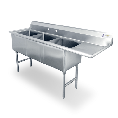 Steel Works SWS3C151512-15R-318 Three Compartment Sink Stainless Steel