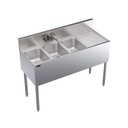 Krowne Metal Corporation KR19-43L Royal Series Underbar Sink Unit 48W x 19D Three Compartment NSF