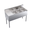 Krowne Metal Corporation KR19-43R Royal Series Underbar Sink Unit Three Compartment 48W x 19D NSF Certified