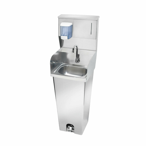 Krowne Metal Corporation HS-42 Hand Sink Pedestal Mount Stainless Steel with Foot Pedal Valve and Dispenser