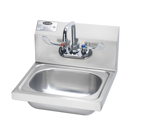 Krowne Metal Corporation HS-43 Hand Sink 17-1/4 W x 15-1/4 D x 13-3/8 H 14 wide x 10 front-to-back x 5 deep bowl wrist blade handles