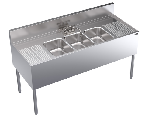 Krowne Metal Corporation KR24-53C Royal Series Underbar Sink Unit Three Compartment 60W x 24D NSF