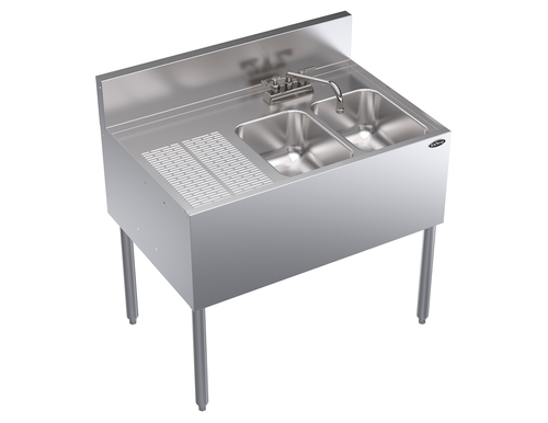 Krowne Metal Corporation KR24-32R Royal Series Underbar Sink Unit 36W x 24D Two Compartment NSF