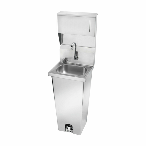 Krowne Metal Corporation HS-39 Hand Sink Pedestal Mount Stainless Steel with Foot Pedal Valve and Dispenser