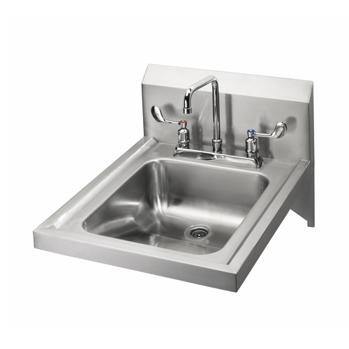 Krowne Metal Corporation HS-53 Hand Sink Wall Mount 14W x 16D x 5B Bowl 8 Center Deck Mount Faucet 304 Stainless Steel