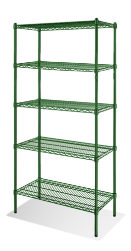 Steel Works SW2454G-5 Heavy Duty Wire Shelving Unit 5-Tier 24"x54" 800 lbs Capacity Epoxy Coated Green NSF
