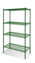 Steel Works SW2472G-4 Heavy Duty Wire Shelving Unit 4-Tier 24"x72" 800 lbs Capacity Epoxy Coated Green NSF