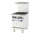 Turbo Air TAR-4 Radiance Restaurant Range Gas 24 Inch 4 Burners Standard Oven Stainless Steel 163000 BTU