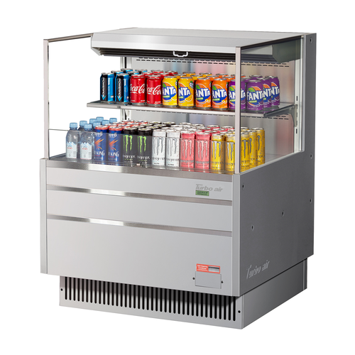 Turbo Air TOM-36L-UF-S-2S-N Horizontal Open Display Merchandiser 7.5 cu ft Low Profile Self Contained Refrigeration