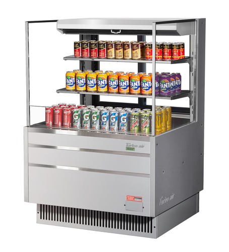 Turbo Air TOM-36L-UFD-S-3S-N Horizontal Open Display Merchandiser 11.1 cu ft Low Profile Self Contained Refrigeration