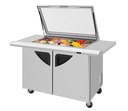 Turbo Air TST-48SD-18-E-N-GL Super Deluxe Sandwich Salad Mega Top Unit with Glass Lid and Extended Countertop