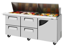 Turbo Air TST-72SD-30-D4R-N Super Deluxe Sandwich Salad Mega Top Unit 72 inch Stainless Steel Refrigerated Prep Table