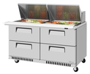 Turbo Air TST-60SD-24-D4-FB-N Super Deluxe Sandwich Salad Mega Top Unit Front Breathing 60 Inch Stainless Steel