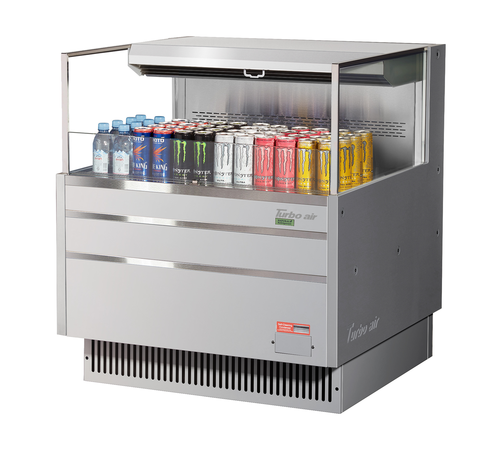 Turbo Air TOM-36L-UF-S-1S-N Horizontal Open Display Merchandiser 4.6 cu ft Low Profile Self Contained Refrigeration