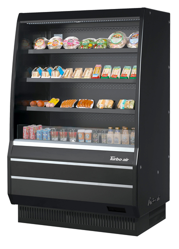 Turbo Air TOM-50MB-SP-A-N Vertical Open Display Merchandiser 12.3 cu ft Capacity Self Cleaning Condenser Plug In